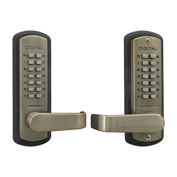 Mechanical Keyless Lever Lock W/ Passage Function Double Combination Satin Nickel